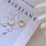 Sunflower Pearl Earrings Inlaid Geometric Round Net Red Fairy Women Earrings