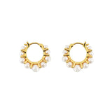 Sunflower Pearl Earrings Inlaid Geometric Round Net Red Fairy Women Earrings