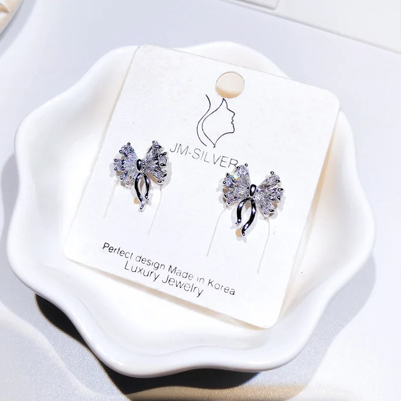 Ballerina Butterfly Crystal Stud Earrings Zircon Gift Jewelry