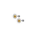 925 Silver Daisy Flower Stud Earrings, Birthday Jewelry