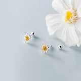 925 Silver Daisy Flower Stud Earrings, Birthday Jewelry