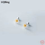 925 Silver Daisy Flower Stud Earrings, Birthday Jewelry