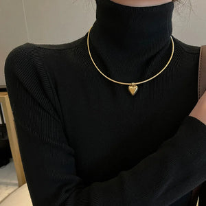 Heart Necklace Autumn Golden Jewelry