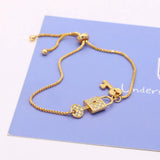 24k Key Lock Bracelet for Women Charm Female Bijoux Gift