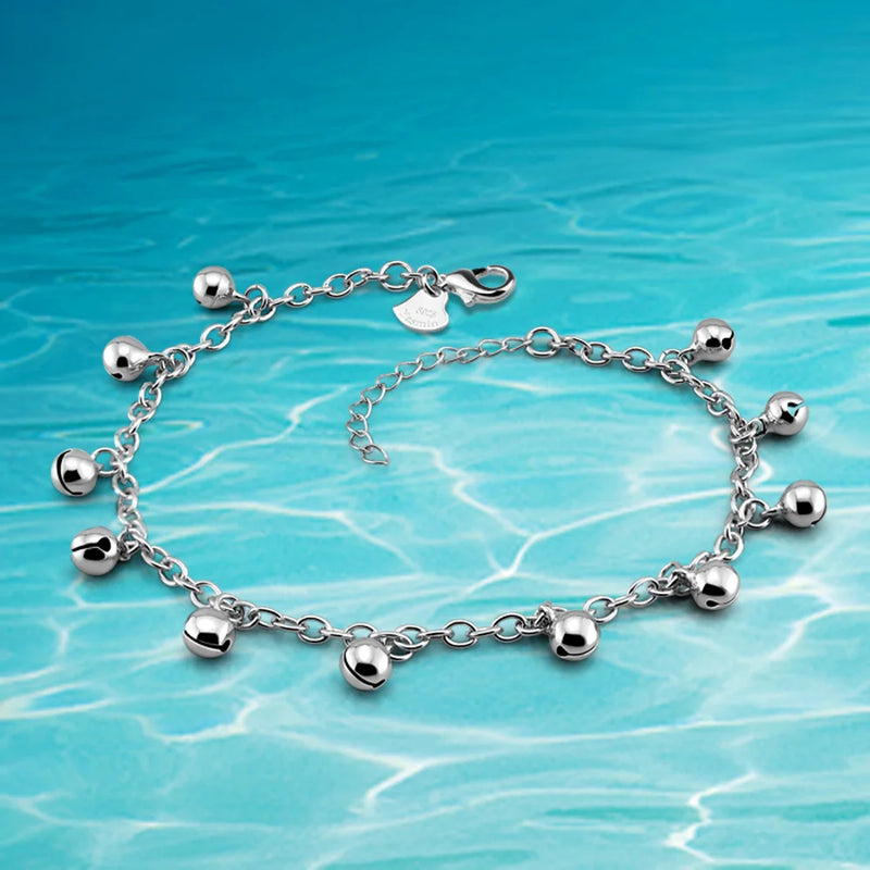 925 Sterling Silver Lucky Little Bell Bracelet Girl Anklet