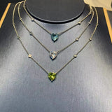 Crystal Heart Necklace Zirconia Candy Women Jewelry Gift