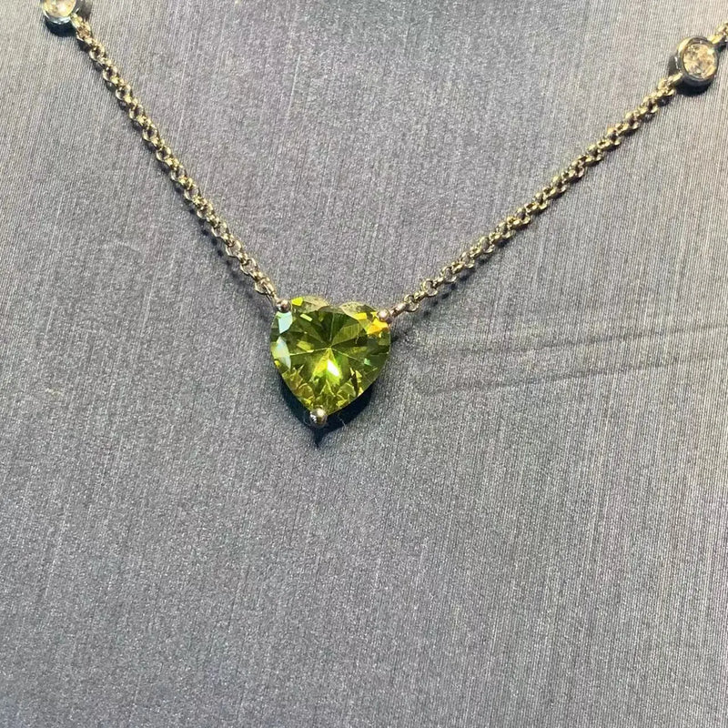 Crystal Heart Necklace Zirconia Candy Women Jewelry Gift