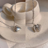 Sweet Love Heart Pendant Silver Necklace Fine Jewelry Gift