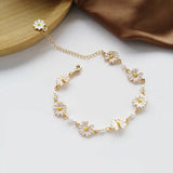 Daisy Flower Bracelet Minimalist Pearl Jewelry Women Gift