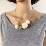 Snake Chain Wood Ball Stone Choker Necklace