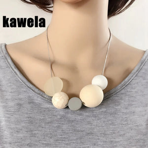 Snake Chain Wood Ball Stone Choker Necklace