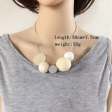 Snake Chain Wood Ball Stone Choker Necklace