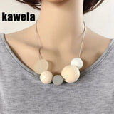 Snake Chain Wood Ball Stone Choker Necklace