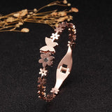 Sweet Flower Women Charm Cuff Bangles Stainless Steel Plating Bracelets