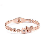 Sweet Flower Women Charm Cuff Bangles Stainless Steel Plating Bracelets