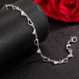 Sweet Heart 925 Sterling Silver Bracelet For Women Slim Charm Bracelet
