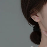 Sweet Leaves CZ Screw Stud Earrings for Women Wedding Party