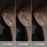 Sweet Leaves CZ Screw Stud Earrings for Women Wedding Party