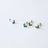 Sweet Leaves CZ Screw Stud Earrings for Women Wedding Party