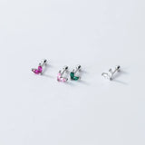 Sweet Leaves CZ Screw Stud Earrings for Women Wedding Party