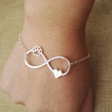 Sweet Lovely Infinity Love Dog Cat Paw Print HEART paw Bracelet