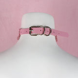 Sweet Pink PU Leather Collar Choker Adjustable Punk Necklace for Women