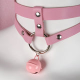 Sweet Pink PU Leather Collar Choker Adjustable Punk Necklace for Women