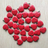 50pcs Red Turquoise Heart Charm Pendants for DIY Jewelry Making