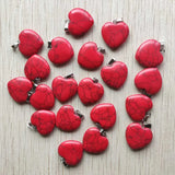50pcs Red Turquoise Heart Charm Pendants for DIY Jewelry Making