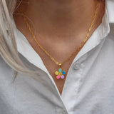 Flower Pendant Choker Necklace Stainless Steel Clavicle Chain
