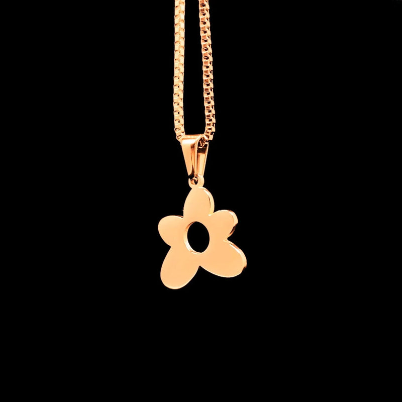 Flower Pendant Choker Necklace Stainless Steel Clavicle Chain