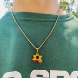 Flower Pendant Choker Necklace Stainless Steel Clavicle Chain