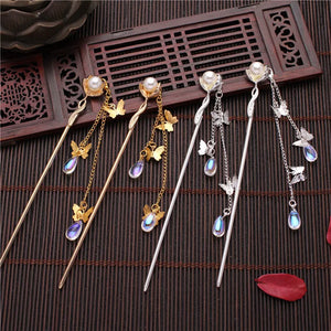 Chinese Style Pearl Plate Hairpin Headdress Hair Sticks