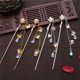 Chinese Style Pearl Plate Hairpin Headdress Hair Sticks