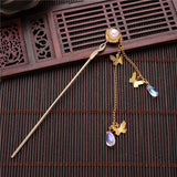 Chinese Style Pearl Plate Hairpin Headdress Hair Sticks