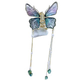 Butterfly Tassel Hairpin Headgear Women Transparent Shark Clip Back Head