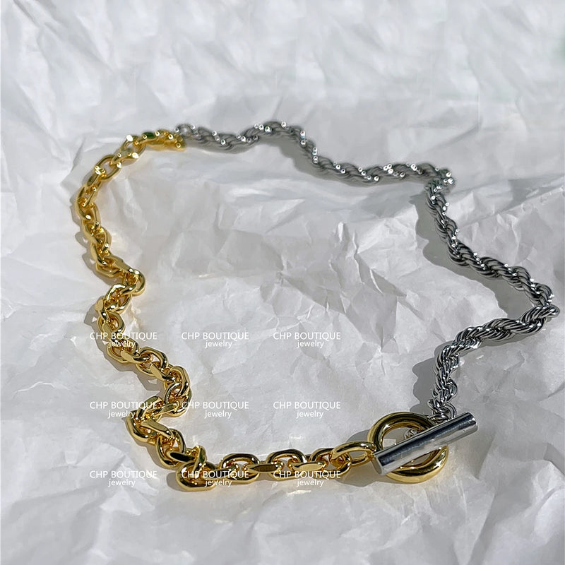 Temperament Silver Stitching Twist Chain Titanium Steel Clavicle Chain Necklace