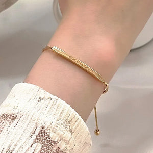 Metal Good Luck Adjustable Bracelet Plated Engraved Letters for Women