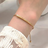 Metal Good Luck Adjustable Bracelet Plated Engraved Letters for Women