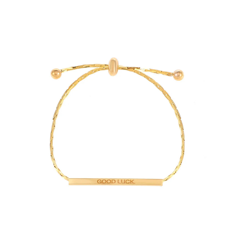 Metal Good Luck Adjustable Bracelet Plated Engraved Letters for Women