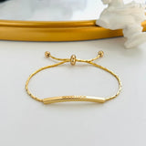 Metal Good Luck Adjustable Bracelet Plated Engraved Letters for Women