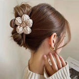 Coffee-colored Wool Flower Hair Clip High-end Shark Clip