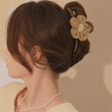 Coffee-colored Wool Flower Hair Clip High-end Shark Clip