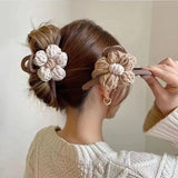 Coffee-colored Wool Flower Hair Clip High-end Shark Clip