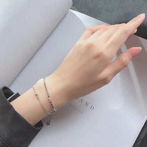 Temperament Double Layer Beads Silver Rose Bracelet