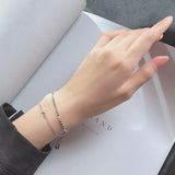 Temperament Double Layer Beads Silver Rose Bracelet