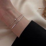 Temperament Double Layer Beads Silver Rose Bracelet