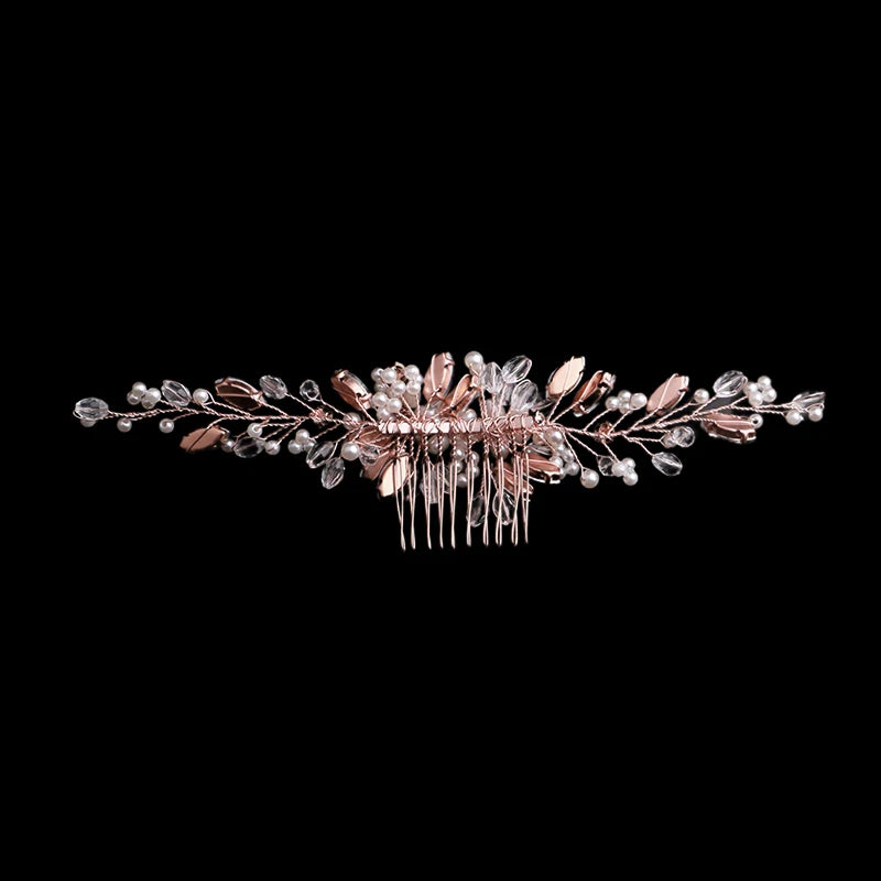 Temperament Women Pearl Rose Hair Comb Bridal Wedding Dress Hair Accessories