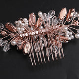 Temperament Women Pearl Rose Hair Comb Bridal Wedding Dress Hair Accessories