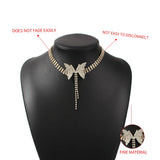 Temperament Zircon Bow Choker Necklace For Women Party Holiday Butterfly Jewelry